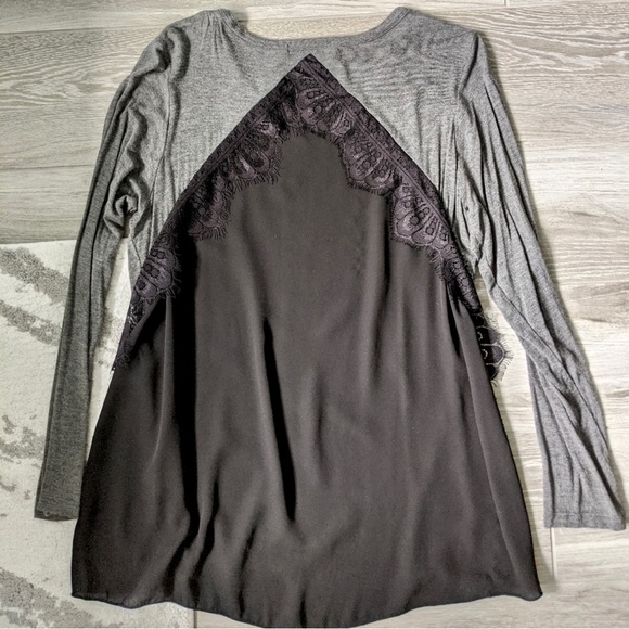 Long Sleeve Stretch Top with Knit Lace Back - Picture 1 of 16